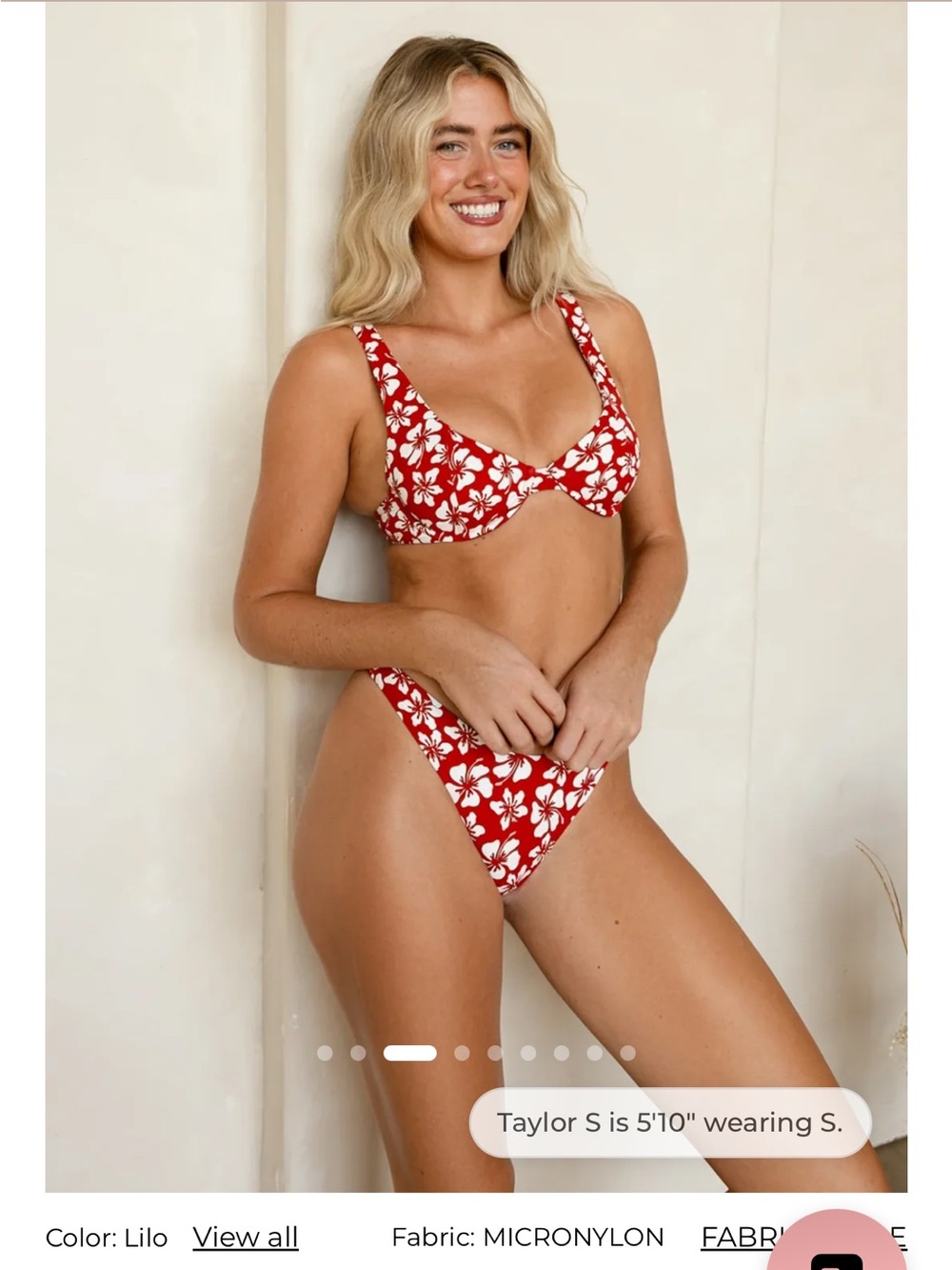 NEW DIPPIN DAISYS LILO Red Floral Underwire Bikini Top & Nocturnal Bottoms -